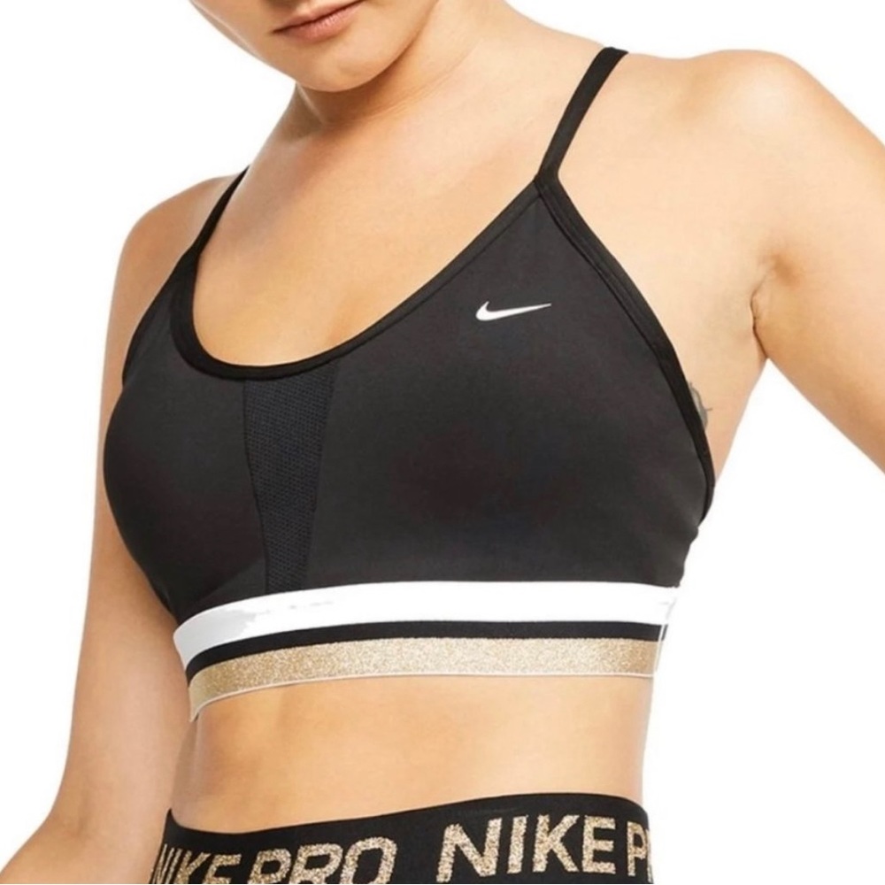 Nike Black & Gold Indy Sports Bra